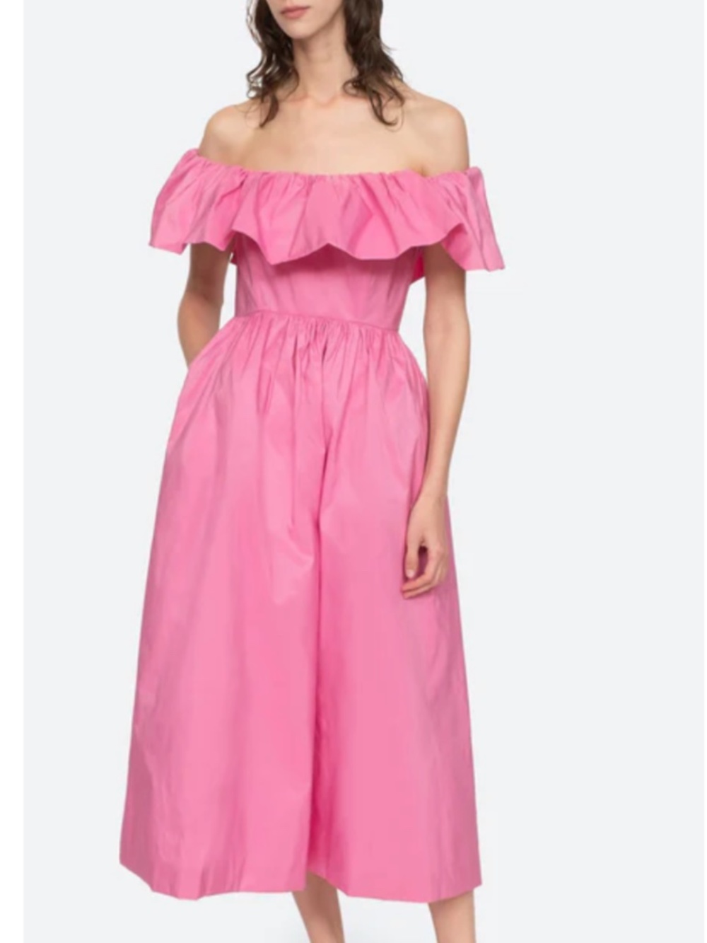 Sea New York DIANA Taffeta Pink Off the Shoulder Midi Dress With Tags Size 0